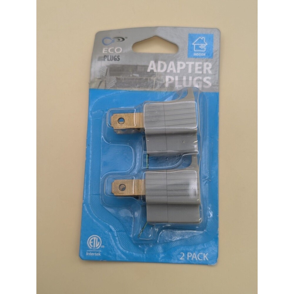 Eco Plugs Adapter Plugs Indoor 2 Per Pack Intertek  Converts 2 Plugs To 3 Plugs
